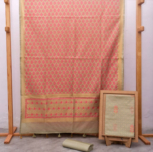 Laurel Green Banarasi Cotton Silk Jamdani Suits