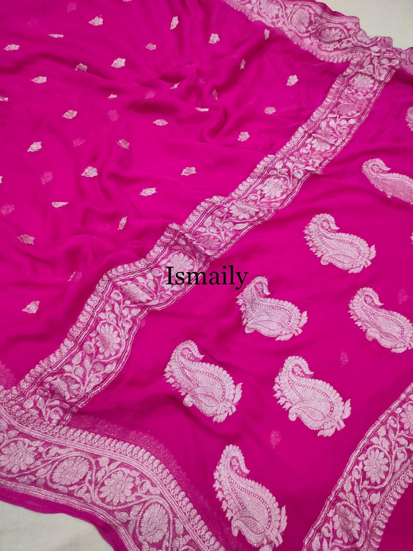 Rani Banarasi Pure Khaddi Georgette Kadwa Saree