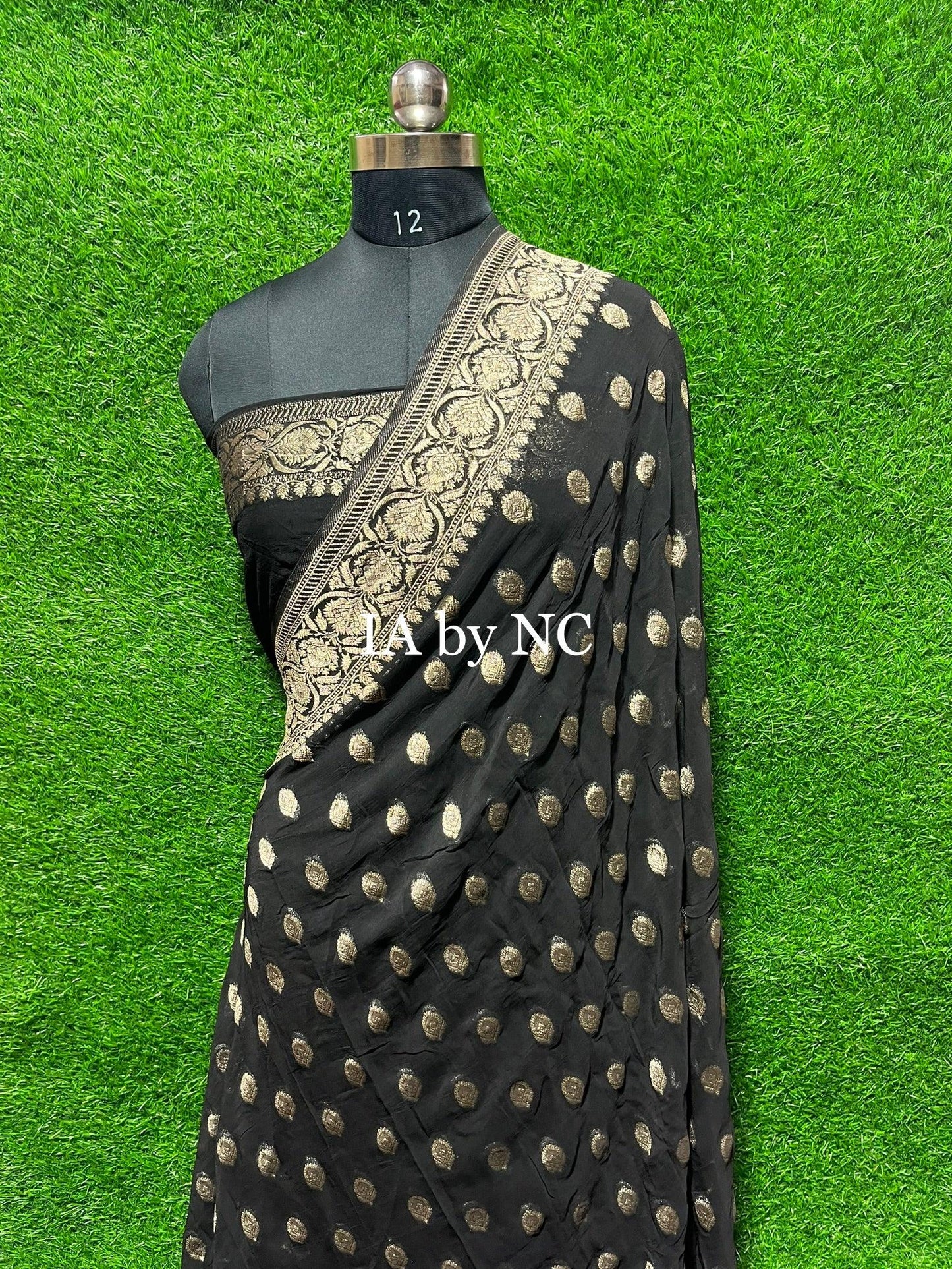Black Banarasi Pure Georgette Saree