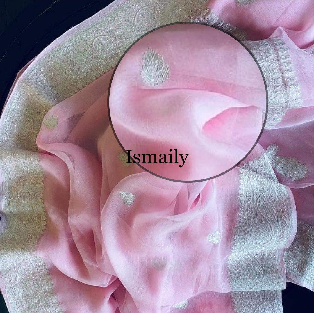 Baby Banarasi Pure Khaddi Georgette Kadwa Saree