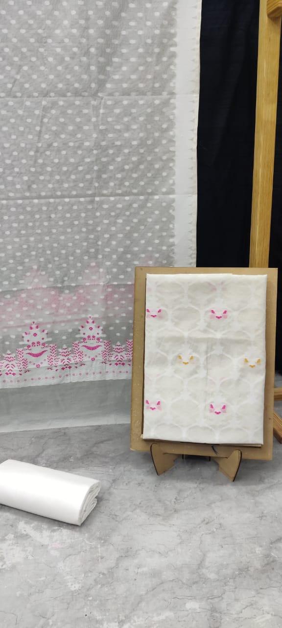 Off-White Banarasi Premium Cotton Silk Jamdani Suits