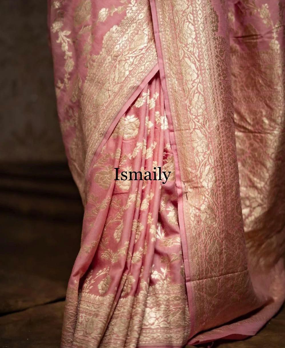 Flamingo Banarasi Pure Khaddi Georgette Saree