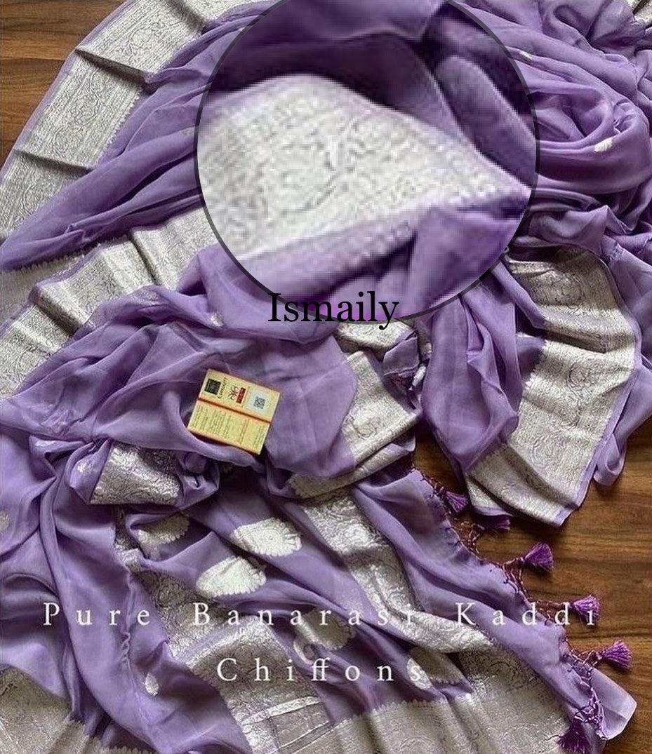 Amethyst Banarasi Pure Khaddi Georgette Kadwa Saree