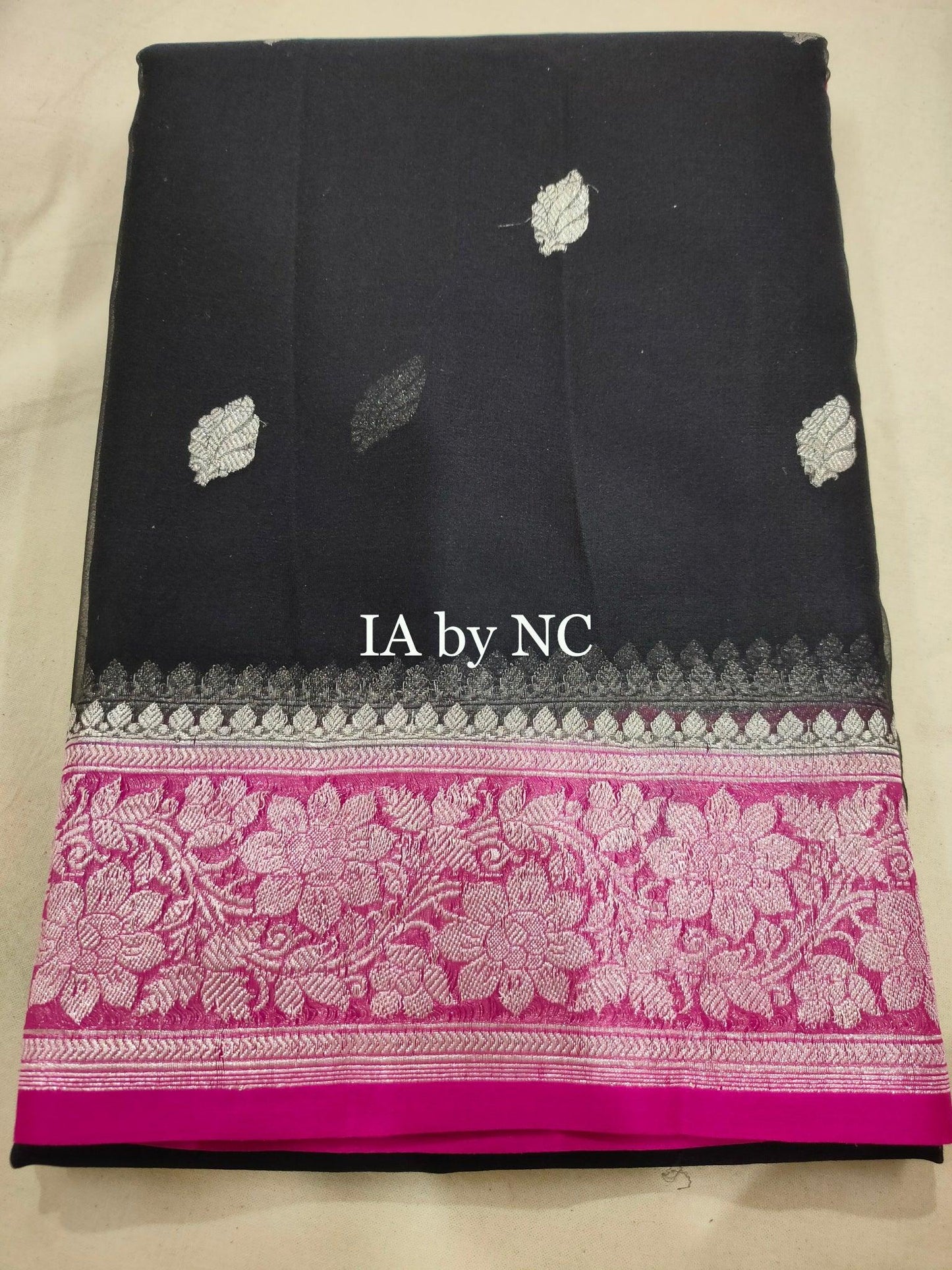 Black Banarasi Pure Khaddi Georgette Kadwa Saree