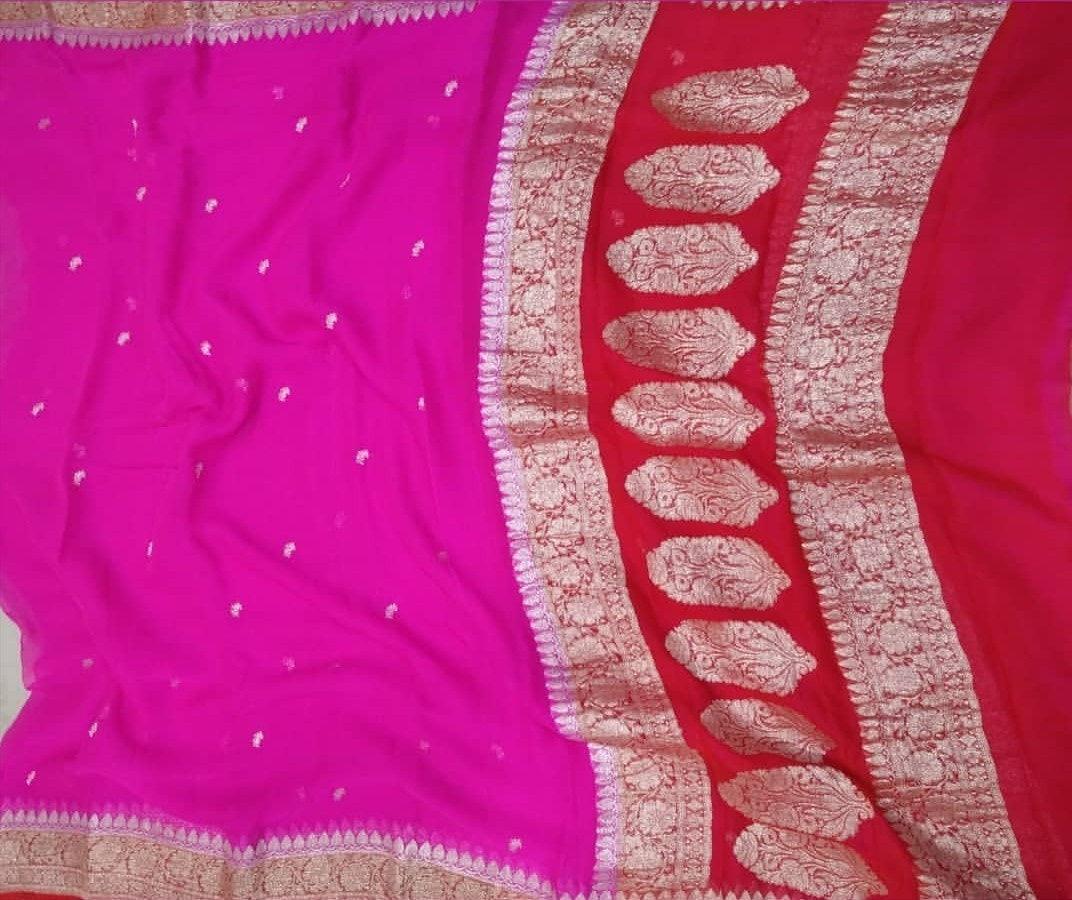 Rani Banarasi Pure Khaddi Georgette Kadwa Saree