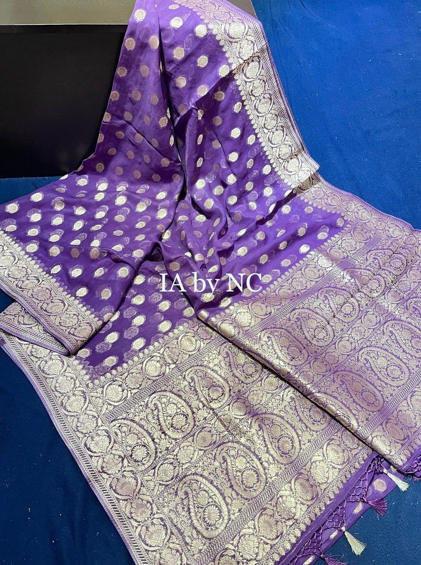 Grape Banarasi Pure Georgette Saree
