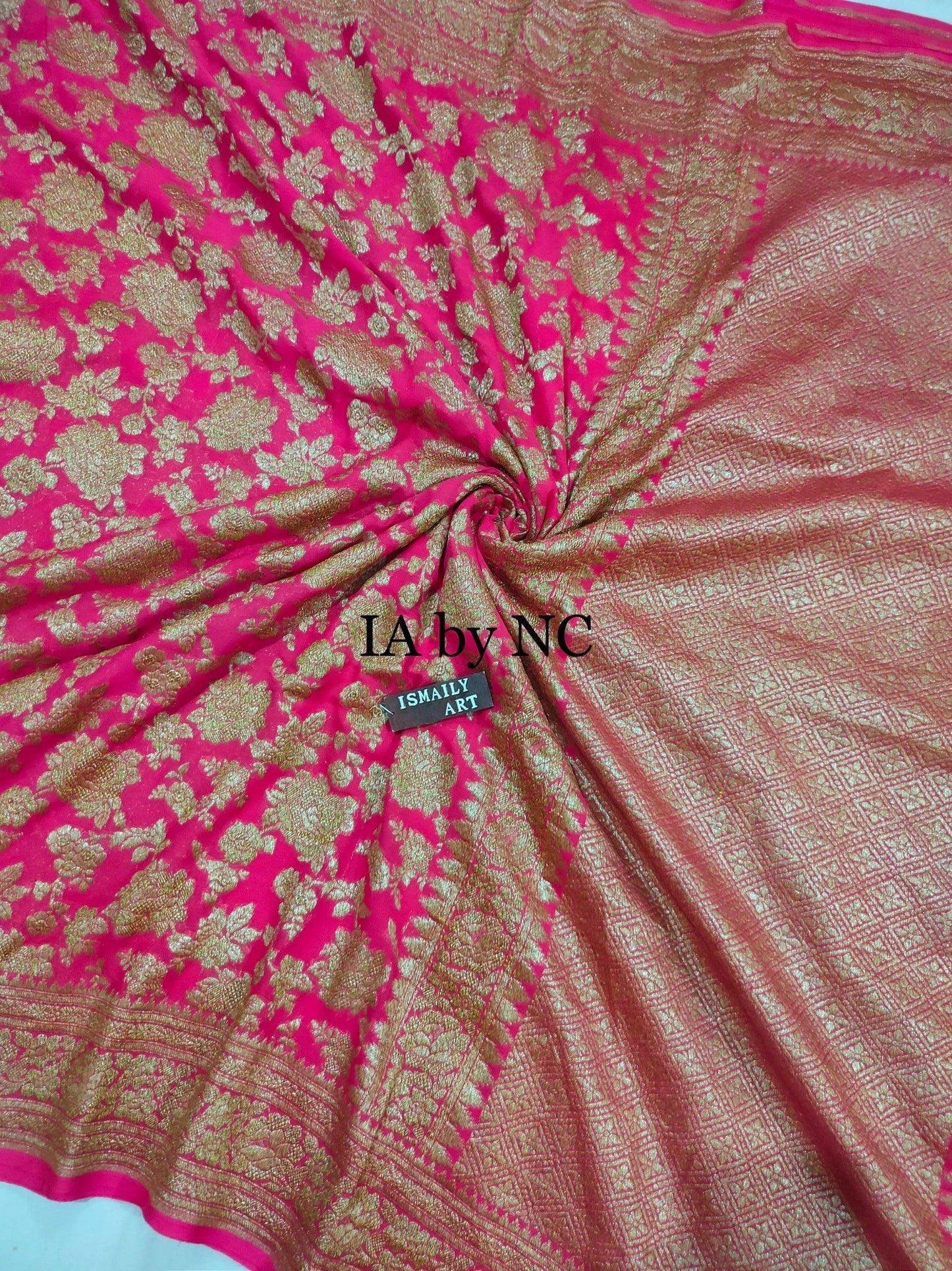 Fuschia Banarasi Pure Khaddi Georgette Saree