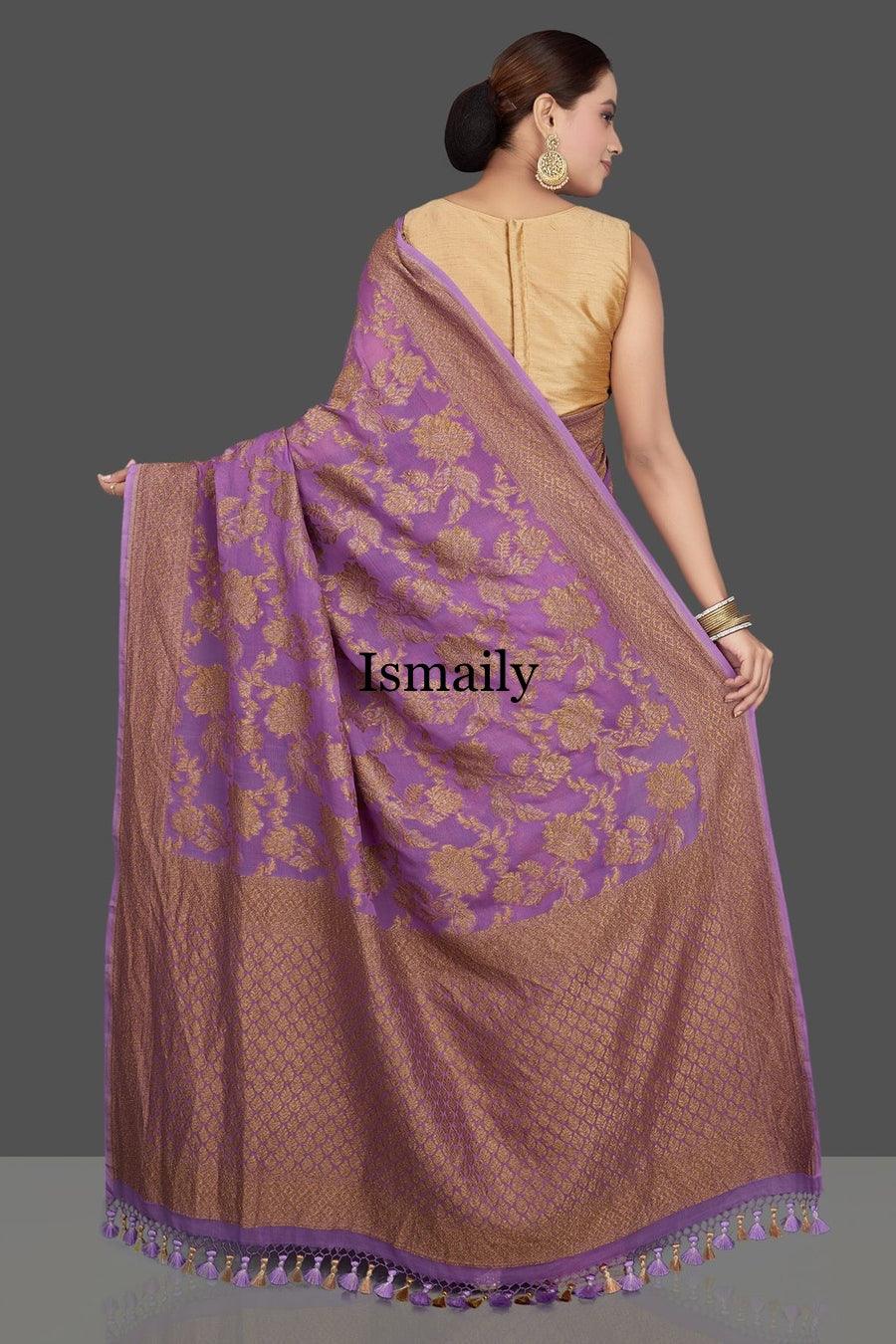 Lavender Banarasi Pure Khaddi Georgette Sarees