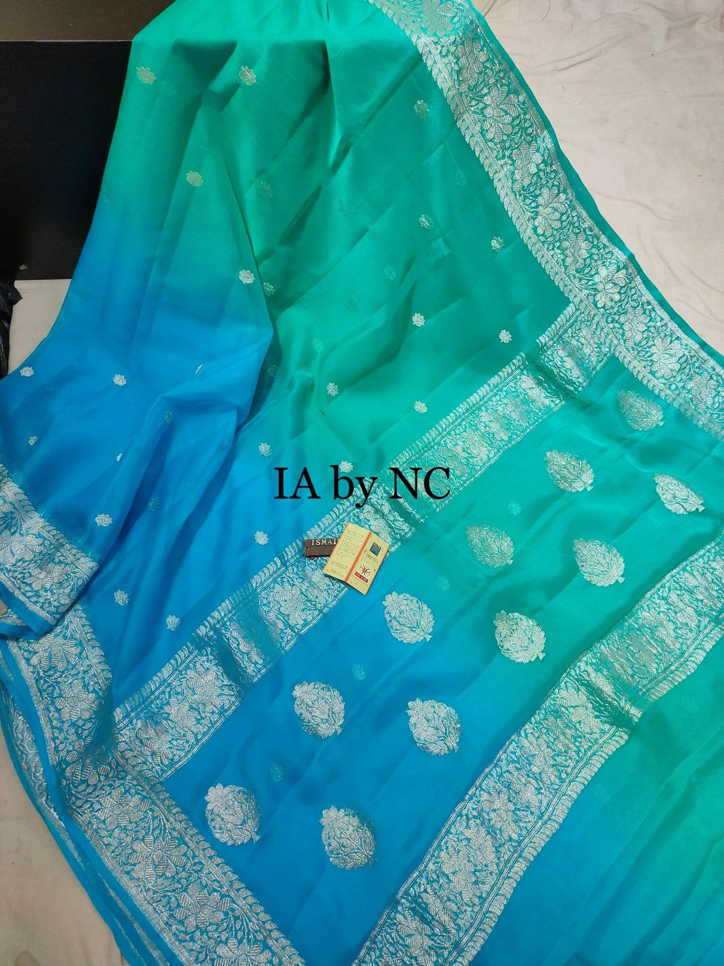 Azure Banarasi Pure Khaddi Georgette Kadwa Saree