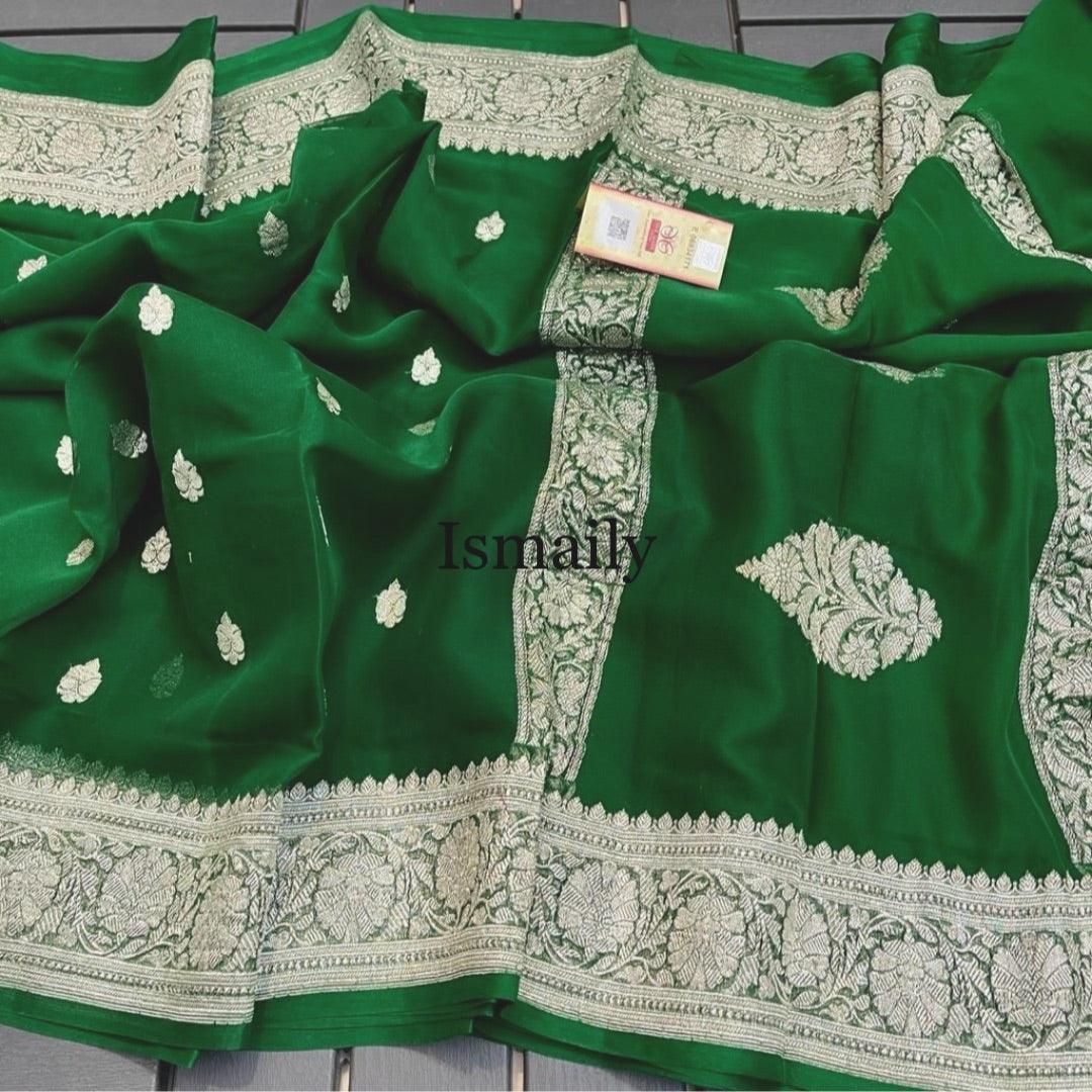 Bottle Banarasi Pure Khaddi Georgette Kadwa Saree