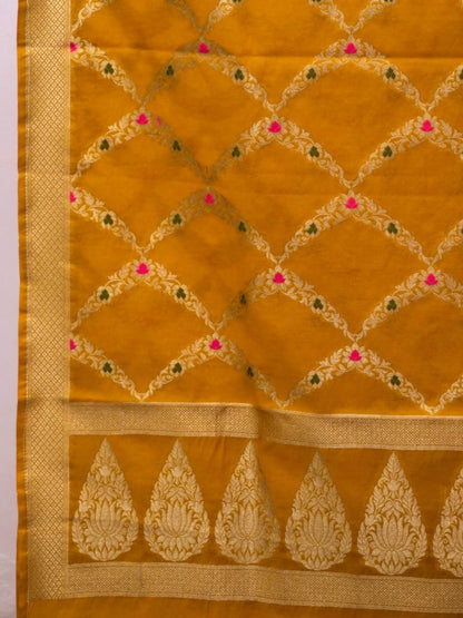 Gold Banarasi Cotton Silk Jamdani Suits