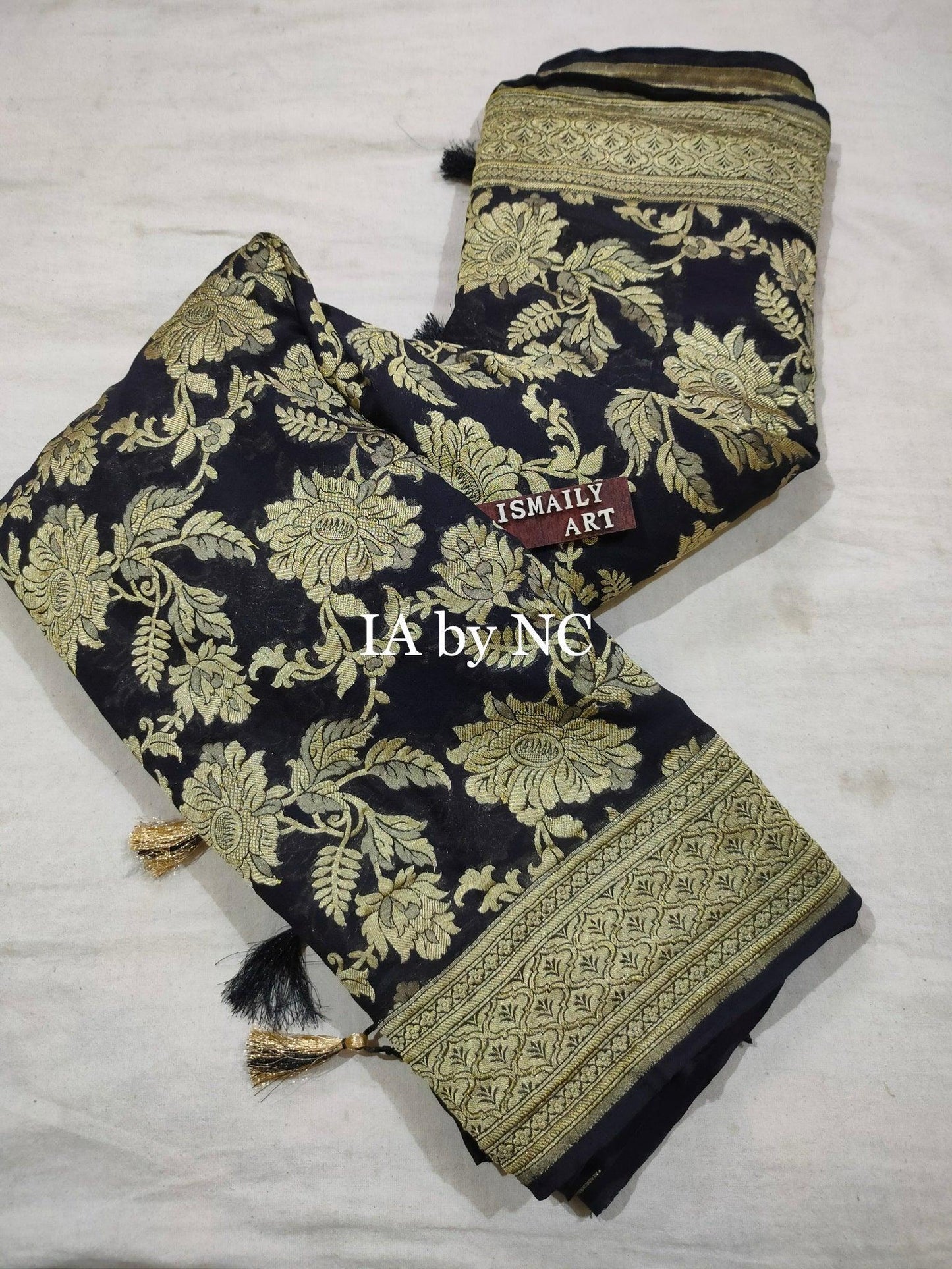 Black Banarasi Pure Khaddi Georgette Saree