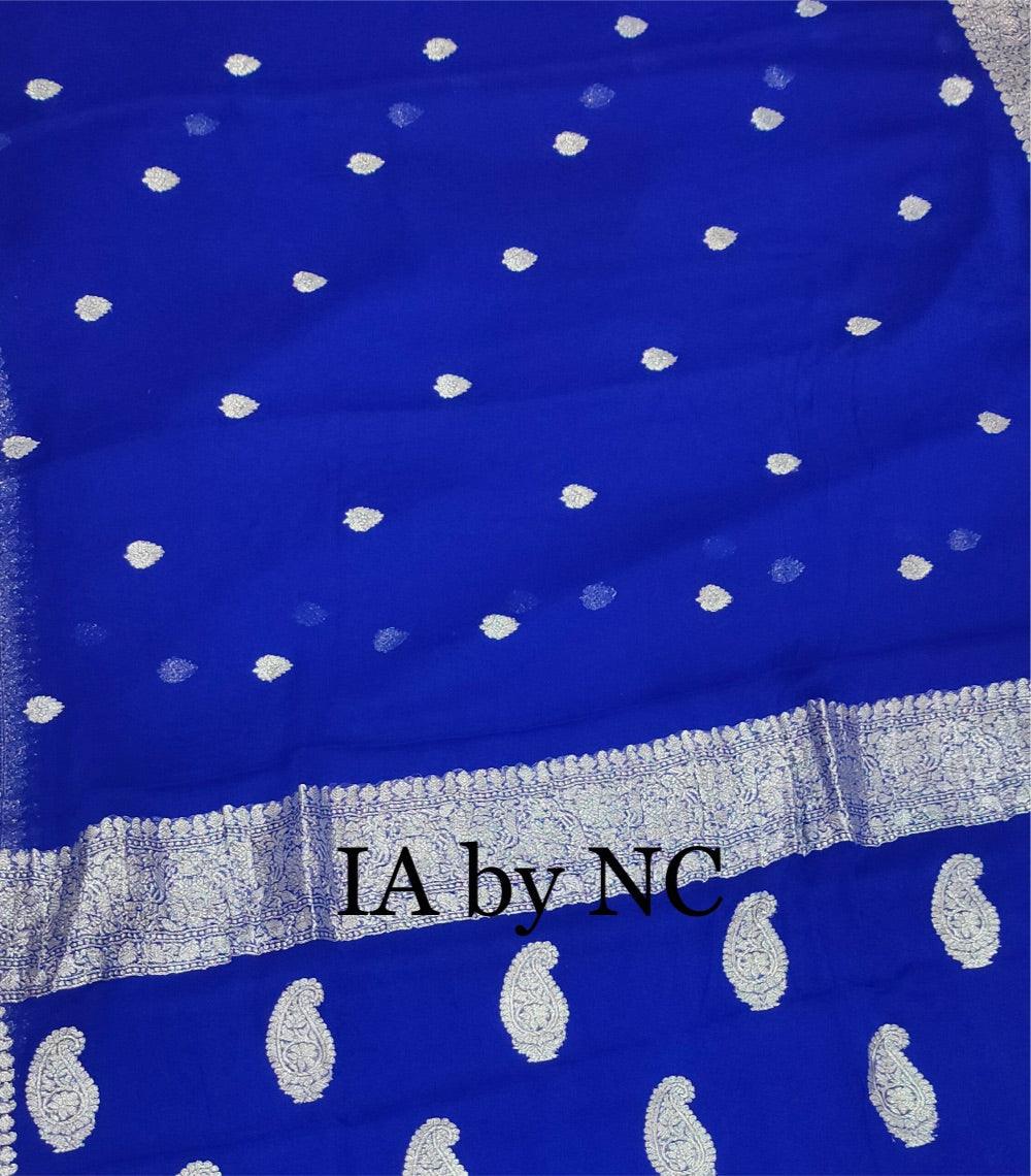 Royal Banarasi Pure Khaddi Georgette Kadwa Saree
