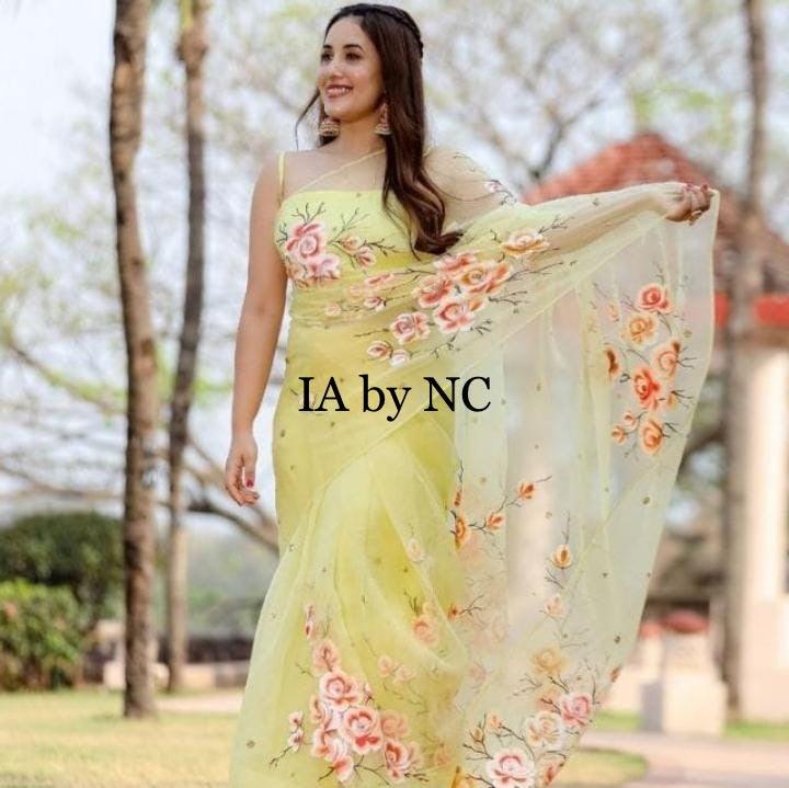 Baby Yellow Banarasi Pure Kora Organza Saree