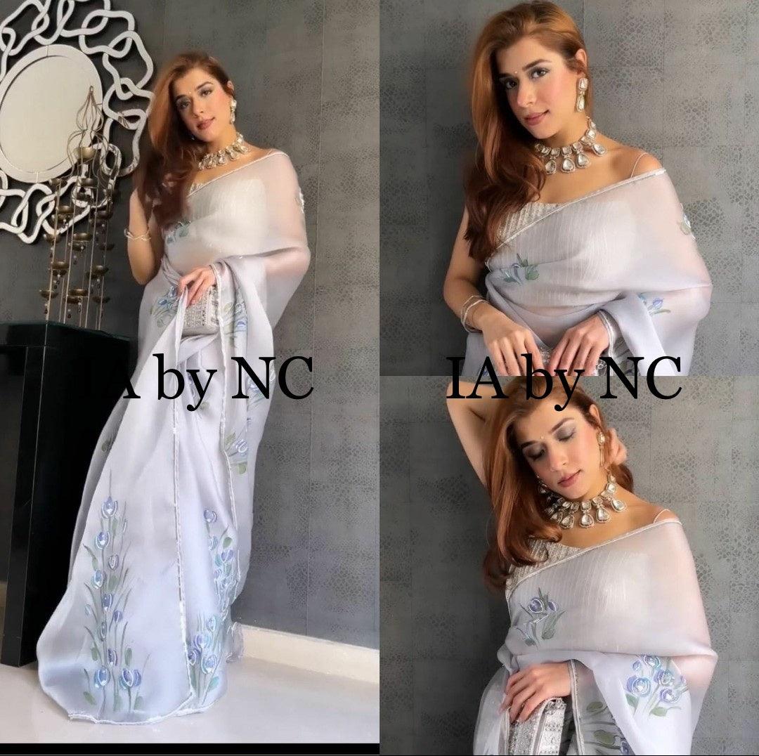 Pearl Banarasi Pure Kora Organza Saree