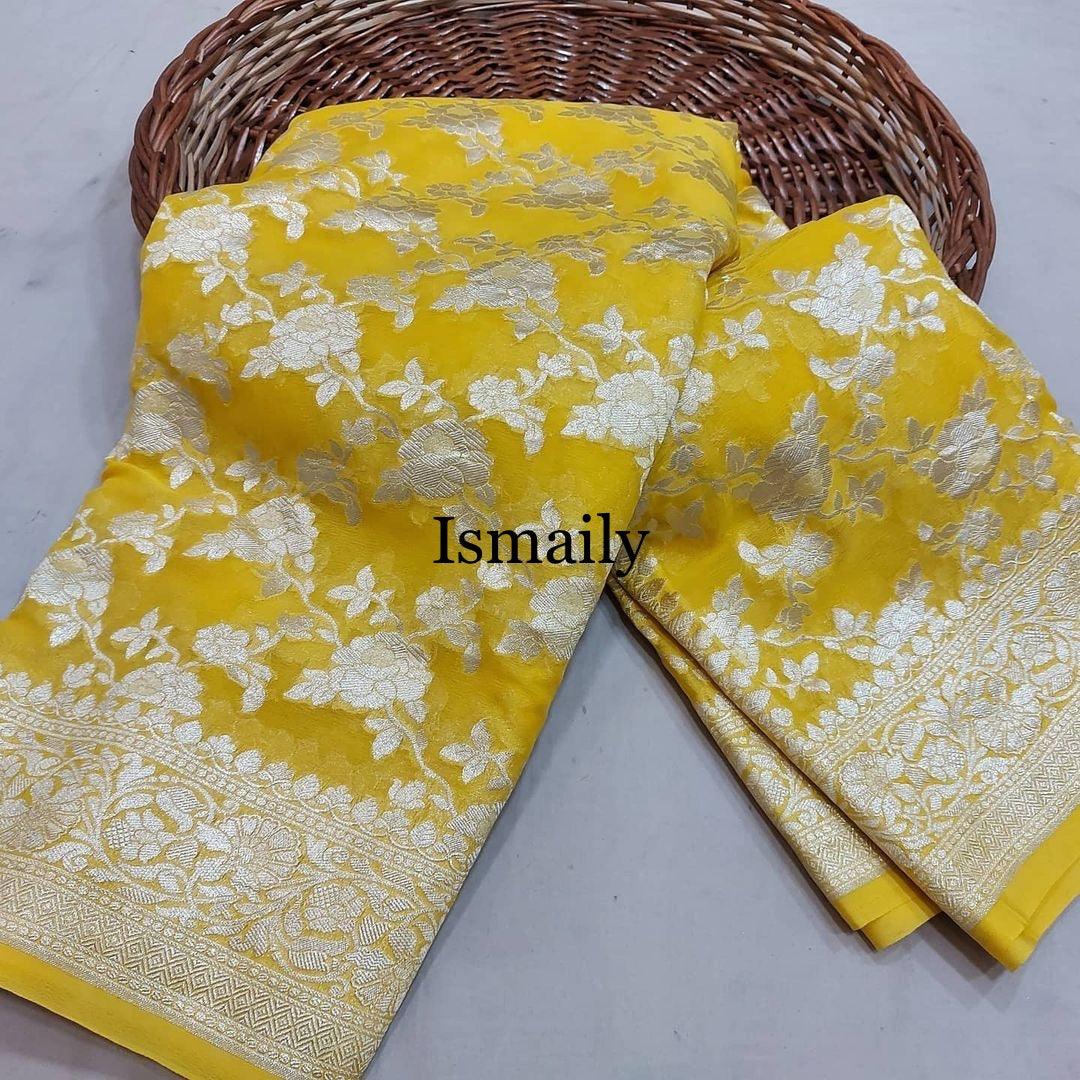 Cyber Banarasi Pure Khaddi Georgette Saree