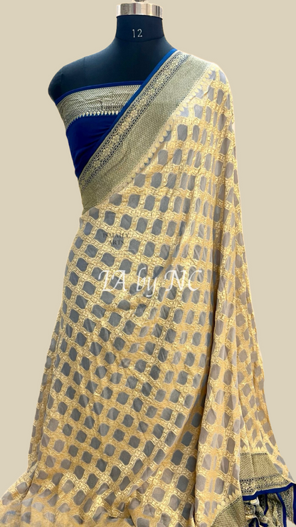 Rhino Banarasi Pure Khaddi Georgette Saree