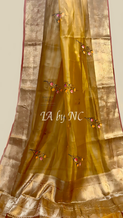 Goldenrod Banarasi Pure Tissue Silk Saree
