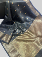 Black Banarasi Pure Kora Silk Kadwa Saree