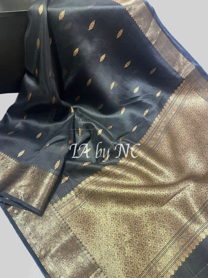 Black Banarasi Pure Kora Silk Kadwa Saree