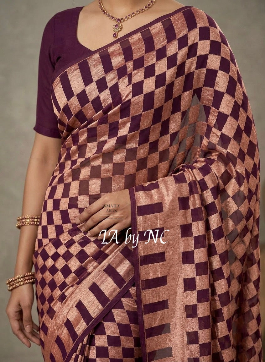 Byzantine Banarasi Pure Khaddi Georgette Saree