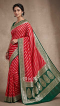 Carmine Banarasi Pure Chiffon Georgette Saree