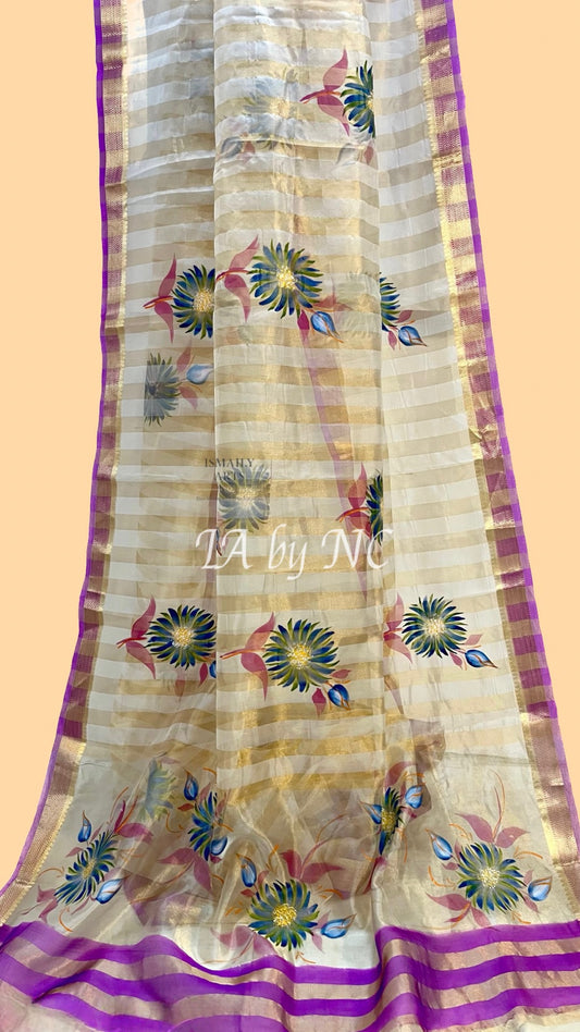 Offwhite Banarasi Pure Tissue Silk Saree