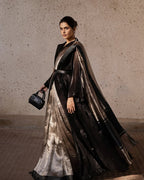 Black Banarasi Pure Tissue Silk Saree - Satin Border
