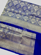 Navy Banarasi Pure Katan Silk Brocade Pattu Saree