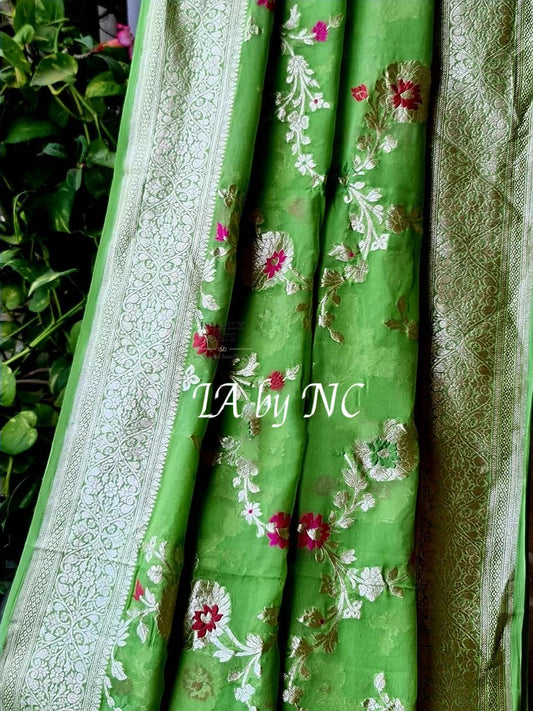 Forest Banarasi Pure Khaddi Georgette Meenakari Saree
