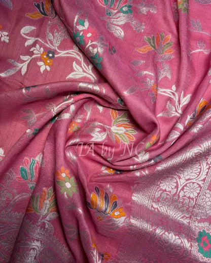 French Banarasi Pure Khaddi Tussar Georgette Meenakari Saree