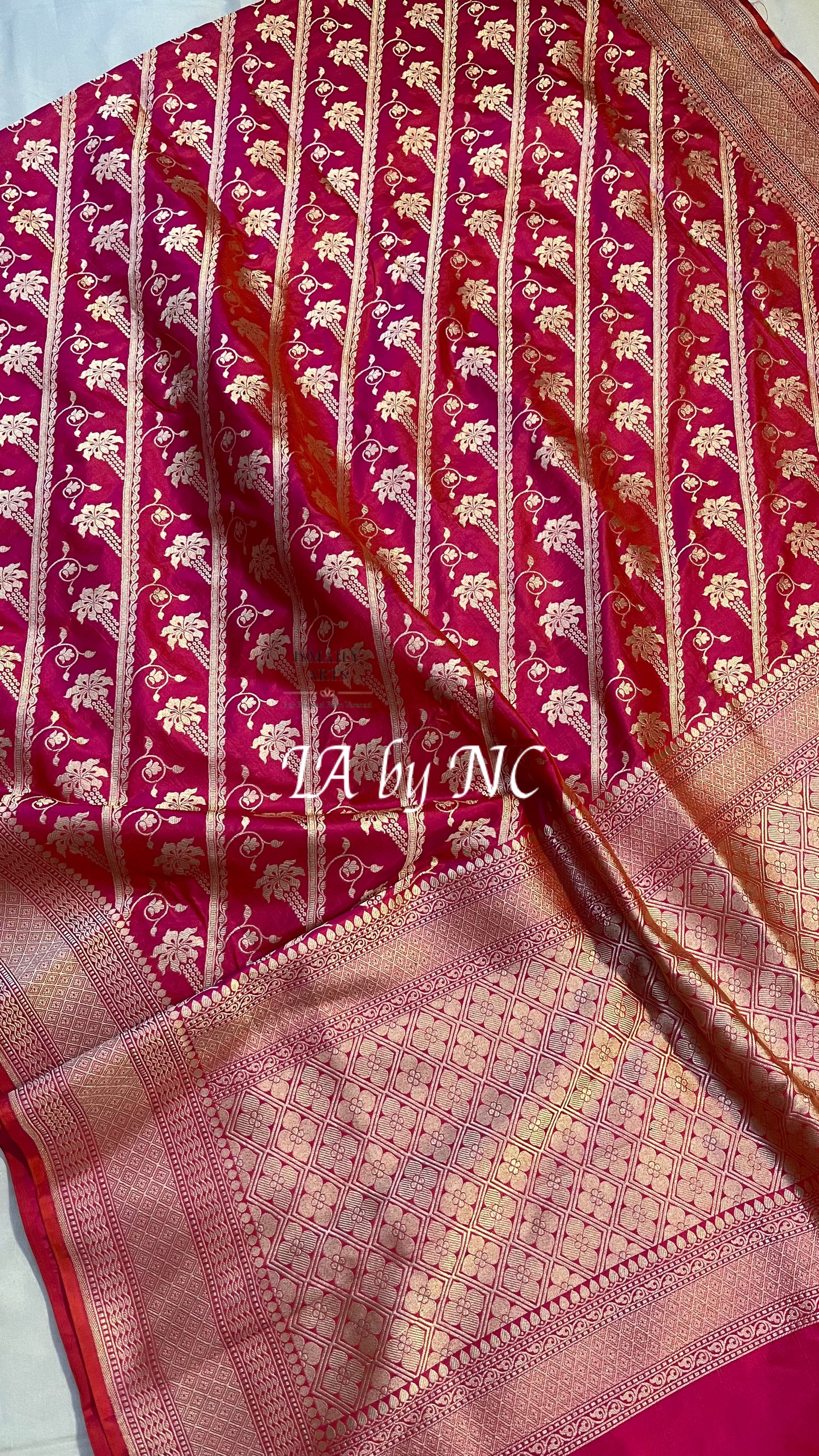 Cerise Banarasi Pure Katan Silk Pattu Saree