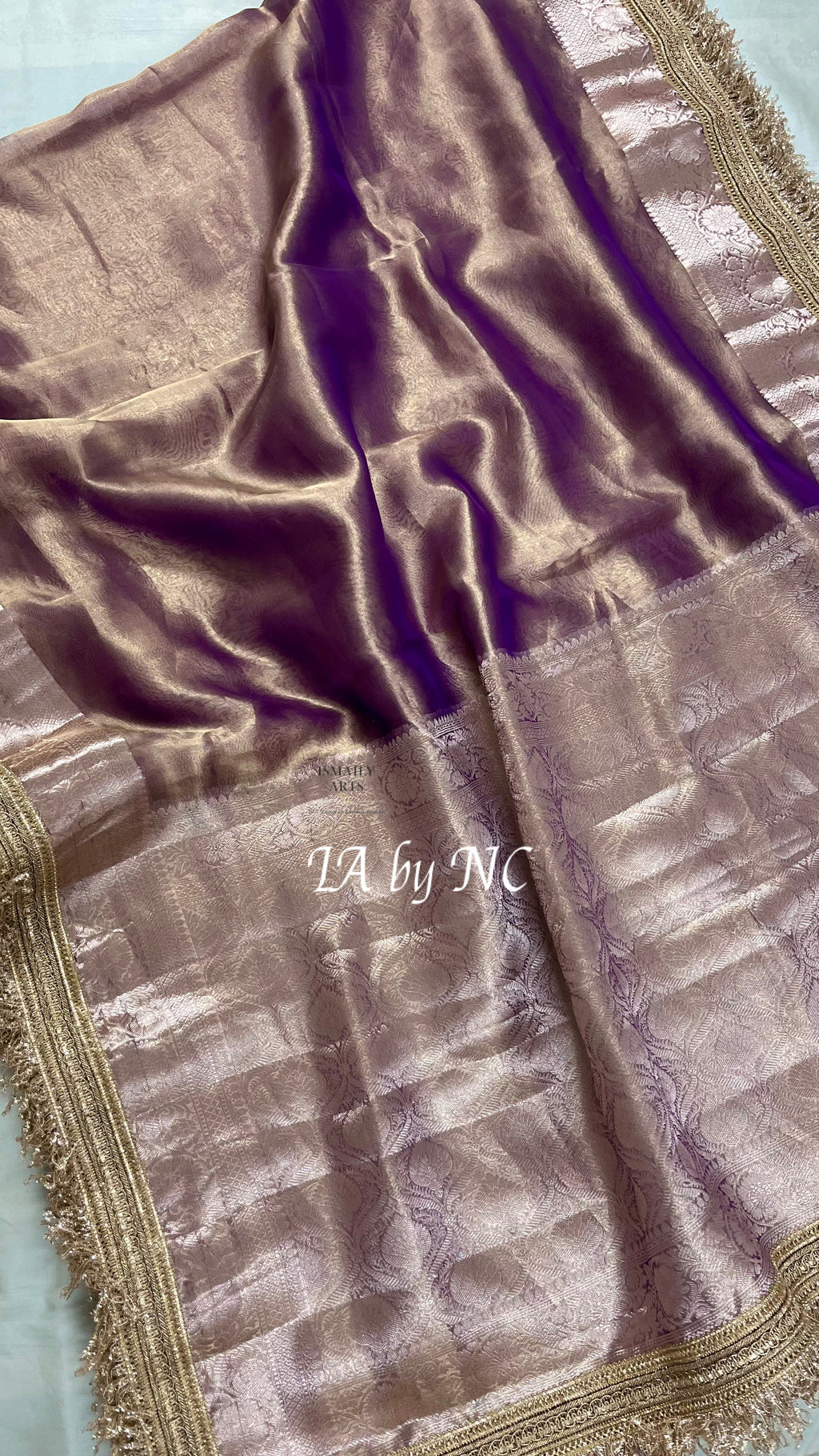 Grape Banarasi Pure Tissue Silk Saree
