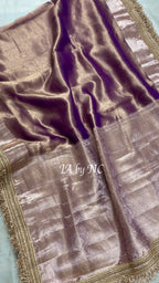 Grape Banarasi Pure Tissue Silk Saree