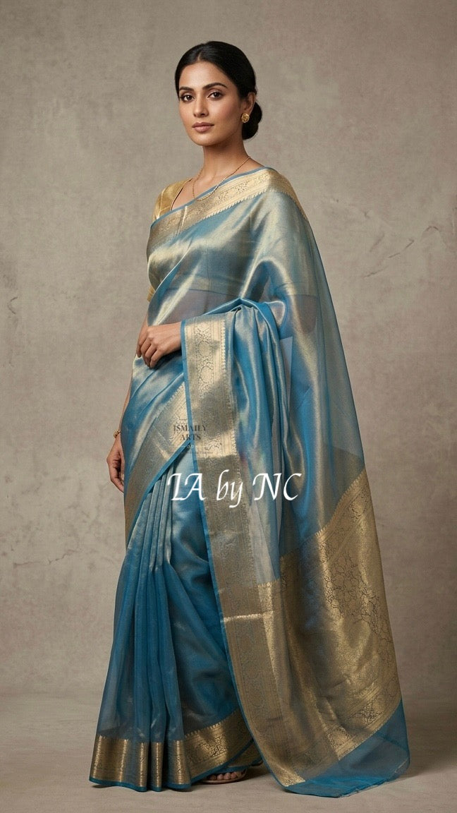 Prussian Banarasi Pure Tissue Silk Saree