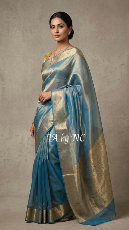 Prussian Banarasi Pure Tissue Silk Saree