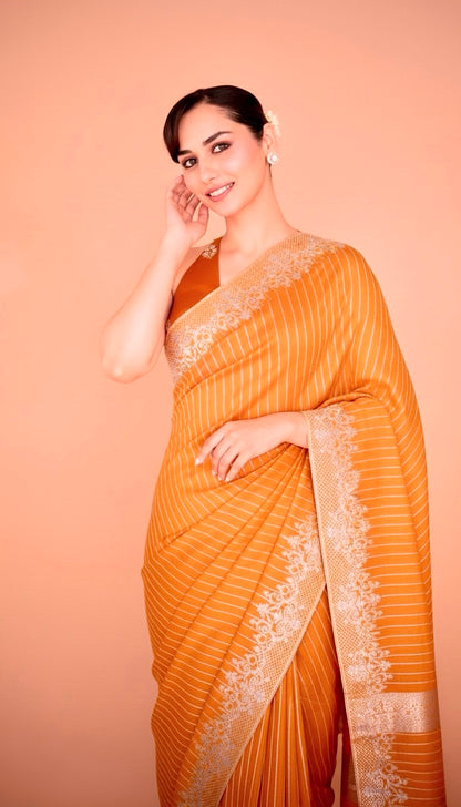 Manushi Chhillar Inspired Banarasi Blend Katan Silk Saree