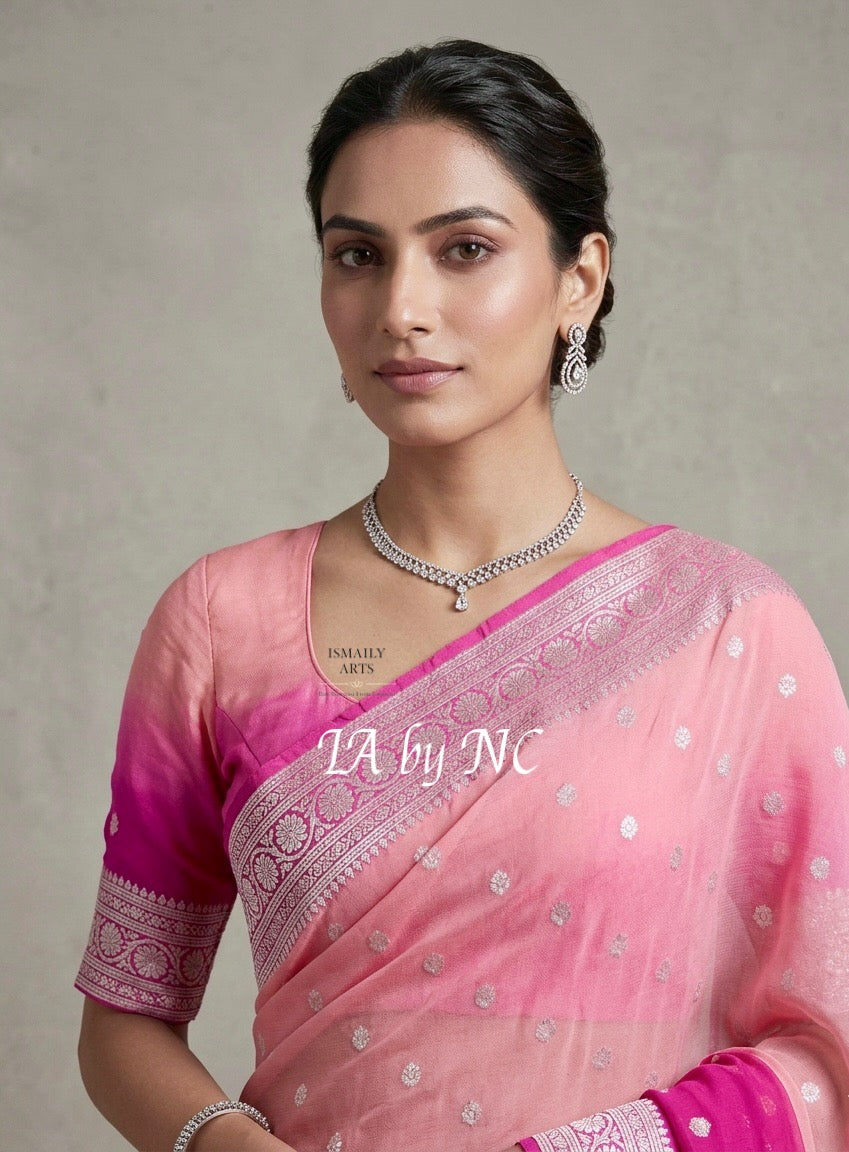 Rani Banarasi Pure Khaddi Georgette Kadwa Saree