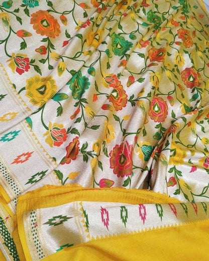 Bumblebee Banarasi Pure Khaddi Tussar Georgette Brocade Saree
