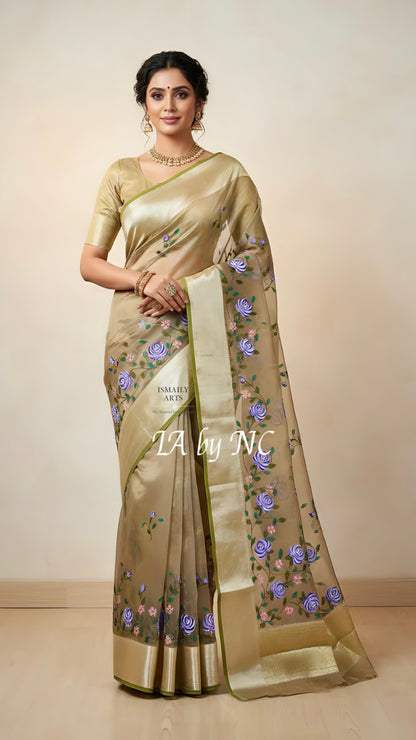 Mink Banarasi Pure Tissue Silk Saree