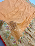 Peach Banarasi Pure Khaddi Georgette Saree