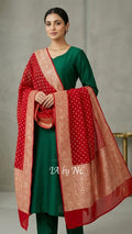 Crimson Banarasi Pure Khaddi Georgette Dupatta