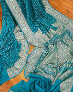 Teal Banarasi Pure Khaddi Georgette Saree