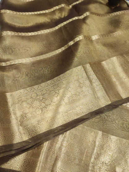 Walnut Banarasi Pure Tissue Silk Saree