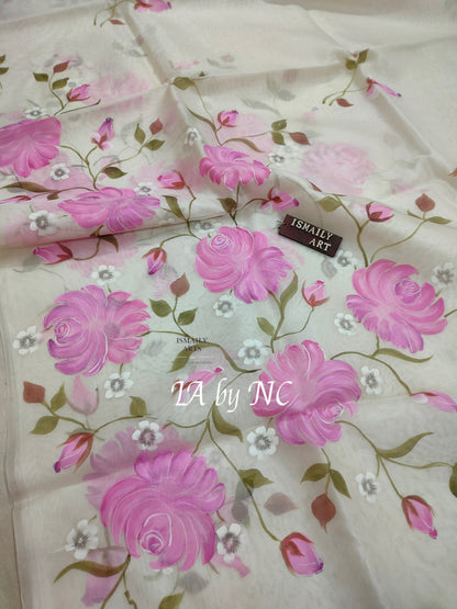 White Banarasi Pure Kora Organza Saree