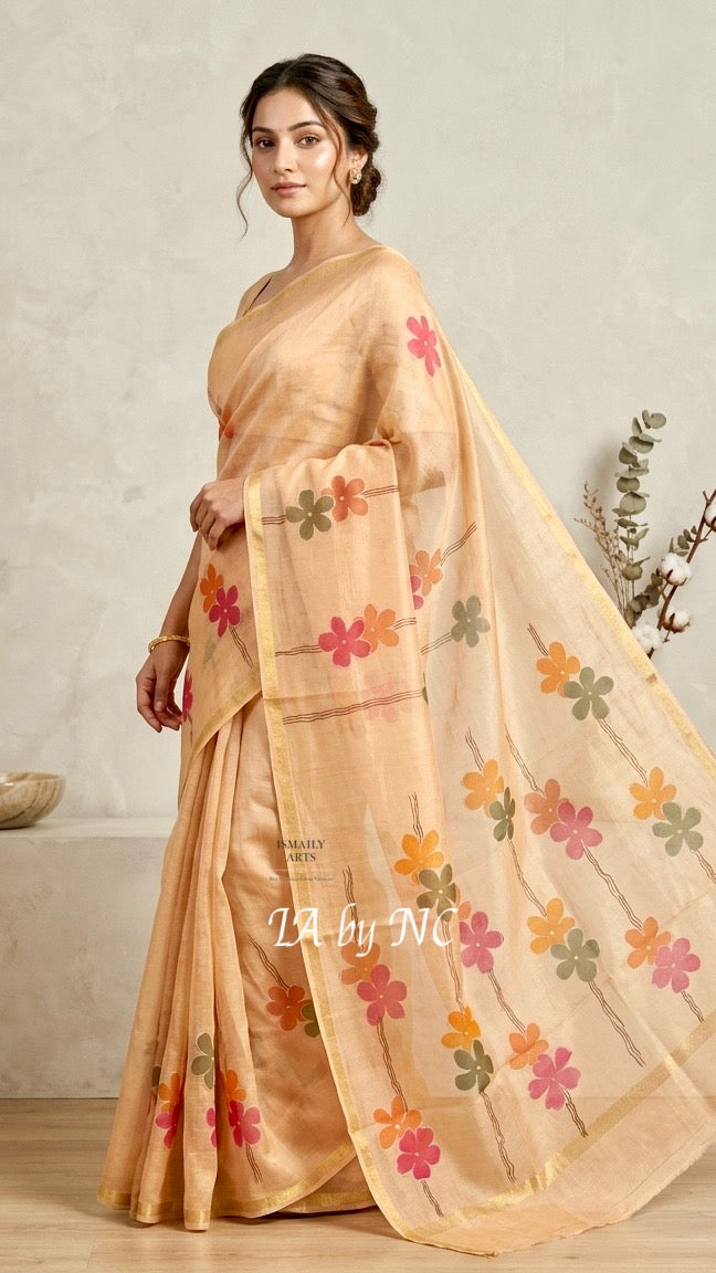 Pale Banarasi Pure Kora Silk Saree
