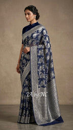 Black Banarasi Pure Khaddi Georgette Saree