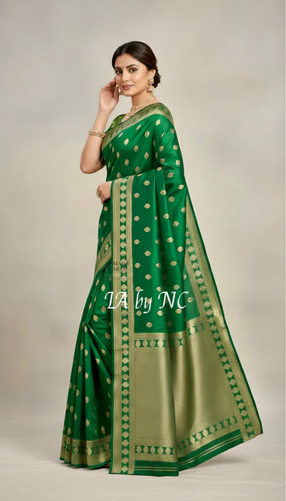 Forest Banarasi Mashru Katan Silk Saree