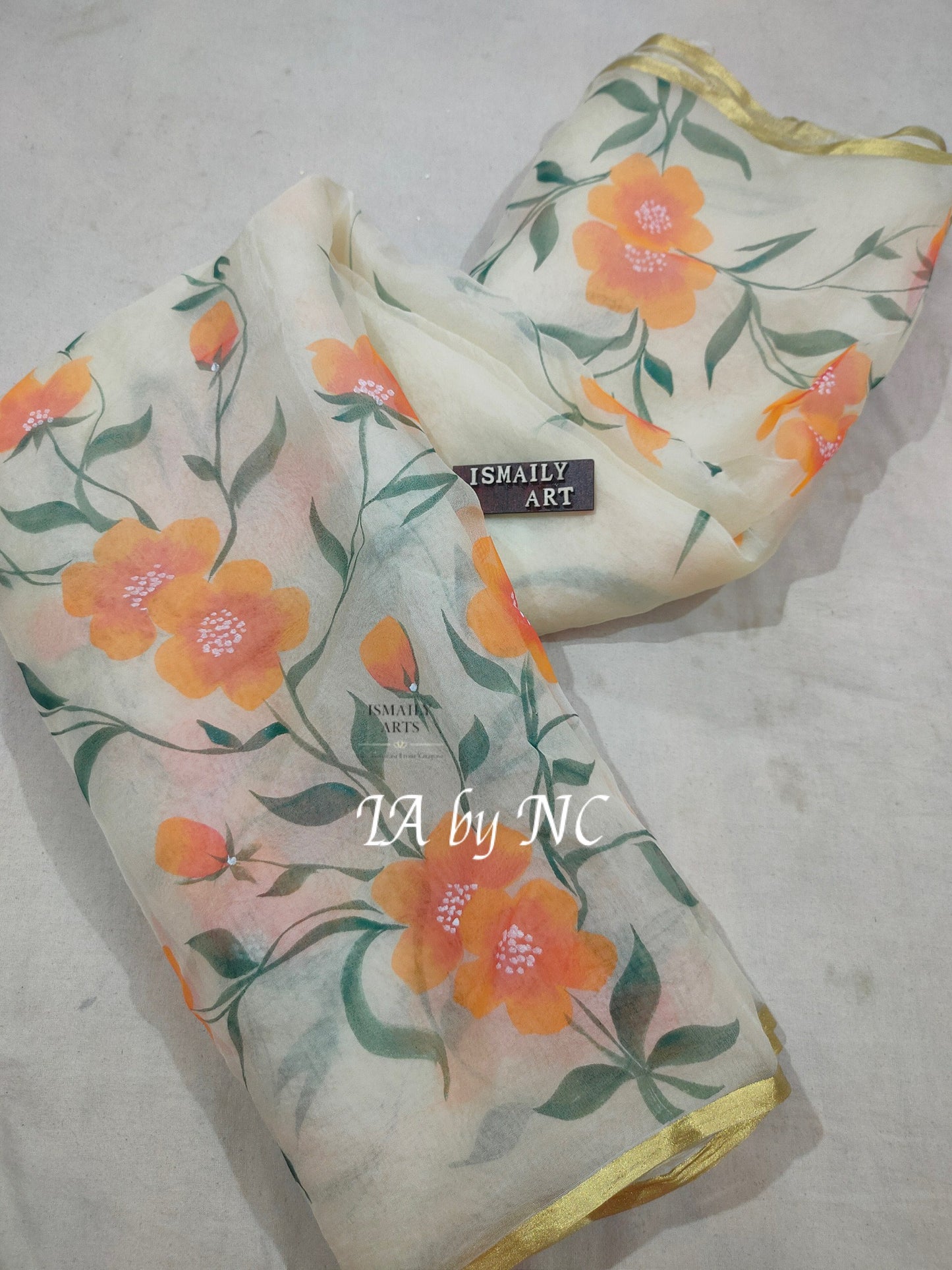 Beige Banarasi Pure Kora Organza Saree