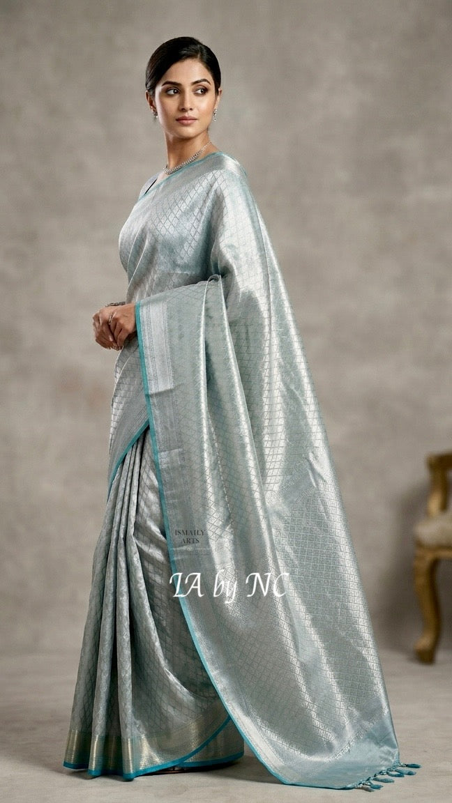 Sky Banarasi Pure Tissue Silk Brocade Saree
